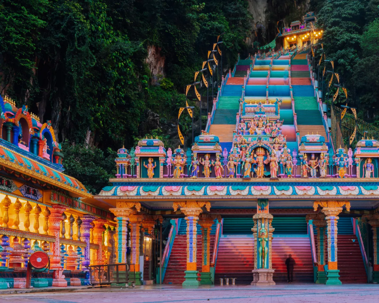 The Batu Caves, a Hindu pilgrimage site in Malaysia.