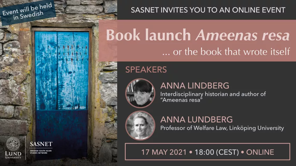 Event banner book launch with Anna Lindberg