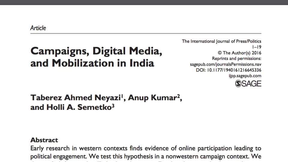 Campaigns, Digital Media, and Mobilization in India