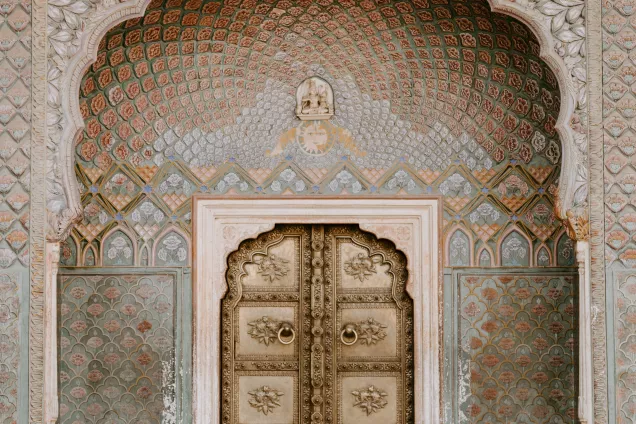A decorative door in India.